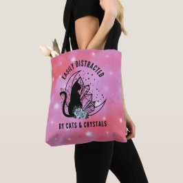 Gemakkelijk afgeleid door katten en magische krist tote bag