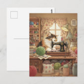 Gemakkelijk Afgeleid Door Katten En Naaien - Kat N Briefkaart (Voorkant / Achterkant)