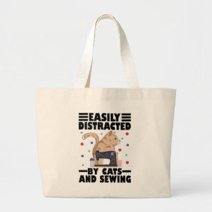 Gemakkelijk Afgeleid Door Katten En Naaien kattenl Grote Tote Bag