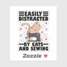 Gemakkelijk Afgeleid Door Katten En Naaien kattenl Sticker
