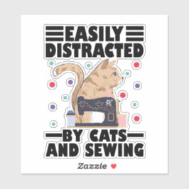 Gemakkelijk Afgeleid Door Katten En Naaien kattenl Sticker