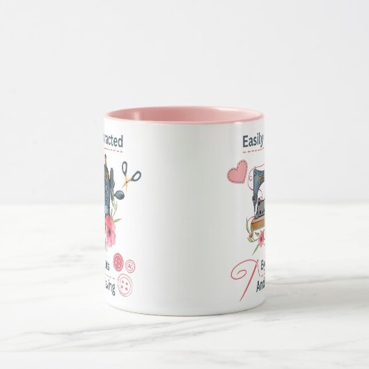 Gemakkelijk afgeleid door katten en naaien - naaik mok (Midden)