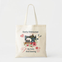 Gemakkelijk afgeleid door katten en naaimachinelie tote bag