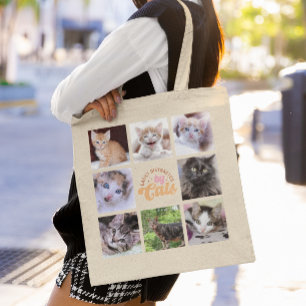 Gemakkelijk Afgeleid door Katten Foto Collage Tote Bag