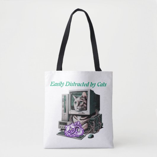 Gemakkelijk afgeleid door katten - Funny Cat Canva Tote Bag (Voorkant)