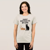 Gemakkelijk afgeleid door katten grappig citaat Tri-Blend shirt (Voorkant volledig)