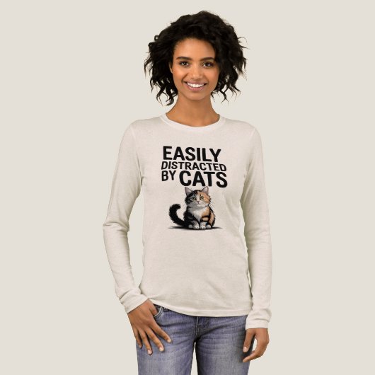Gemakkelijk afgeleid door katten grappig katachtig Tri-Blend shirt (Voorkant)