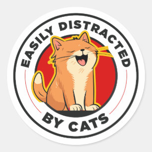 Gemakkelijk Afgeleid Door Katten Grappig Ontwerp V Ronde Sticker