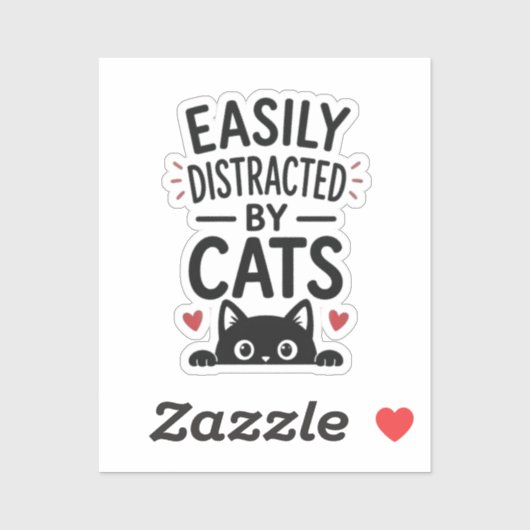 Gemakkelijk Afgeleid Door Katten Grappige Kattenli Sticker (Vel)