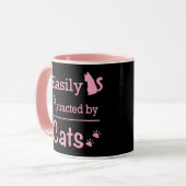 Gemakkelijk afgeleid door katten Grappige mok (Voorkant links)