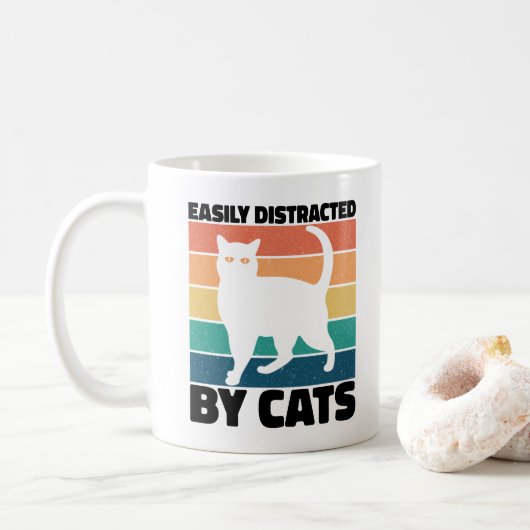 Gemakkelijk Afgeleid Door Katten kitty kawaii Grap Koffiemok (Met donut)