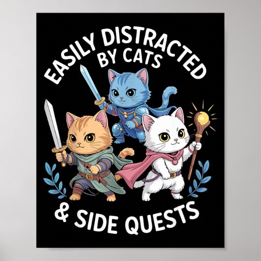 Gemakkelijk Afgeleid Door Katten & Nevenactiviteit Poster (Voorkant)