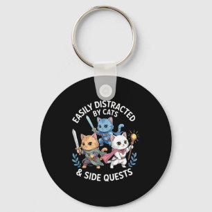 Gemakkelijk Afgeleid Door Katten & Nevenactiviteit Sleutelhanger