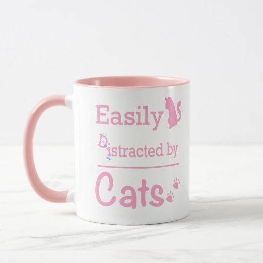 Gemakkelijk afgeleid door katten Schattig Grappig Mok (Links)