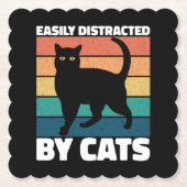 Gemakkelijk afgeleid door katten Schattigee kitten Kartonnen Onderzetters (Voorkant)