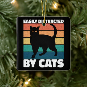 Gemakkelijk afgeleid door katten Schattigee kitten Keramisch Ornament