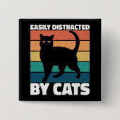 Gemakkelijk afgeleid door katten Schattigee kitten Vierkante Button 5,1 Cm (Voorkant)