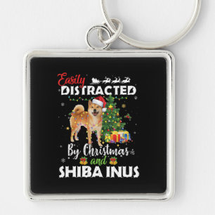 Gemakkelijk afgeleid door kerstmis shiba in een ho sleutelhanger
