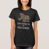 gemakkelijk afgeleid door kikkers en boekenliefheb t-shirt (Voorkant)