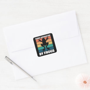 Gemakkelijk afgeleid door kikkers liefhebbers kleu vierkante sticker