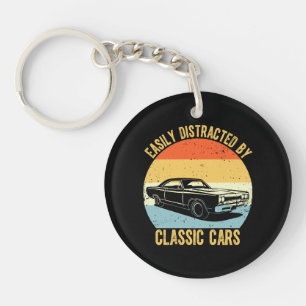 Gemakkelijk Afgeleid Door Klassieke Auto's Sleutelhanger