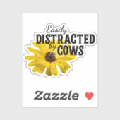 Gemakkelijk Afgeleid Door Koeien Boerderij Fan Sticker (Vel)