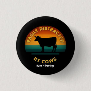 Gemakkelijk afgeleid door Koeien Funny Farming Gif Ronde Button 3,2 Cm