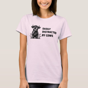 Gemakkelijk afgeleid door Koeien Grappig Boerderij T-shirt
