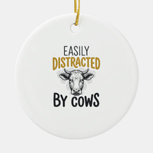 Gemakkelijk Afgeleid Door Koeien Grappige Koe Lief Keramisch Ornament