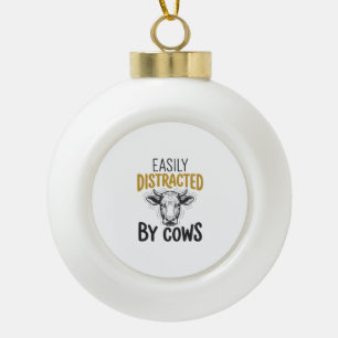 Gemakkelijk Afgeleid Door Koeien Grappige Koe Lief Keramische Bal Ornament