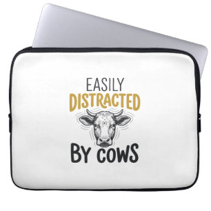 Gemakkelijk Afgeleid Door Koeien Grappige Koe Lief Laptop Sleeve