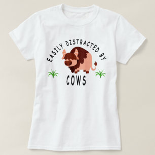 Gemakkelijk Afgeleid Door Koeien T-shirt, Koeienli T-shirt