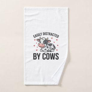 Gemakkelijk Afgeleid door Koeien Vintage Koe Graph Handdoek