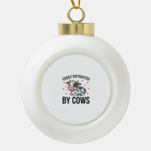 Gemakkelijk Afgeleid door Koeien Vintage Koe Graph Keramische Bal Ornament