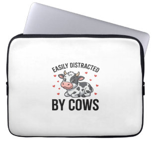 Gemakkelijk Afgeleid door Koeien Vintage Koe Graph Laptop Sleeve