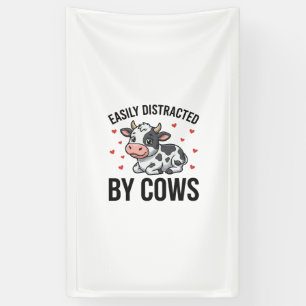 Gemakkelijk Afgeleid door Koeien Vintage Koe Graph Spandoek