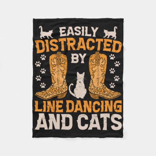 Gemakkelijk afgeleid door lijndansen en katten fleece deken (Voorkant)