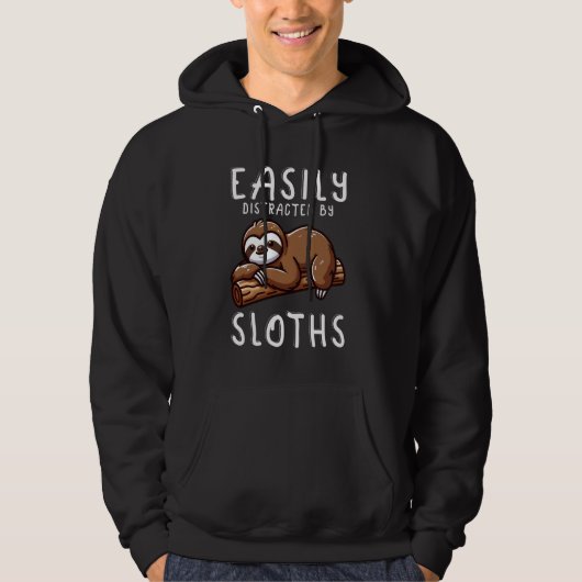 Gemakkelijk afgeleid door luiaards lui voor mannen hoodie (Voorkant)