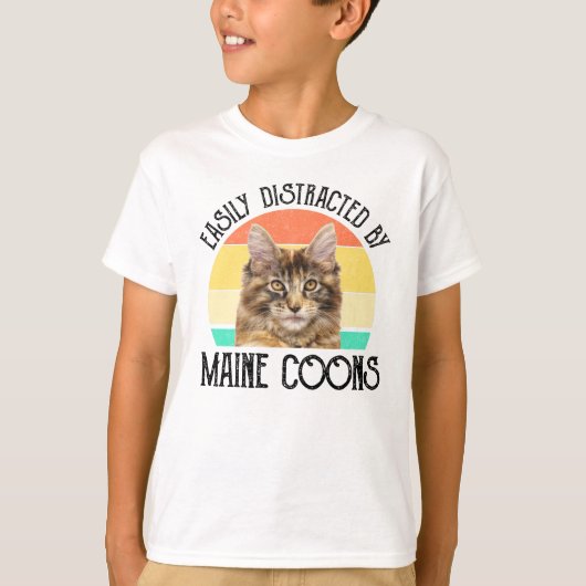 Gemakkelijk afgeleid door Maine Coons T-shirt (Voorkant)
