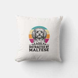 Gemakkelijk Afgeleid Door Maltese Vintage Hond Des Kussen