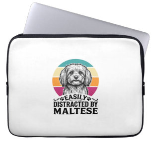 Gemakkelijk Afgeleid Door Maltese Vintage Hond Des Laptop Sleeve