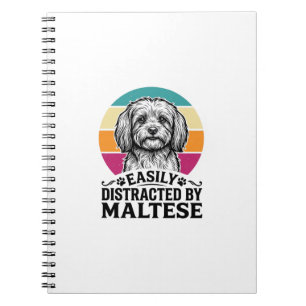 Gemakkelijk Afgeleid Door Maltese Vintage Hond Des Notitieboek