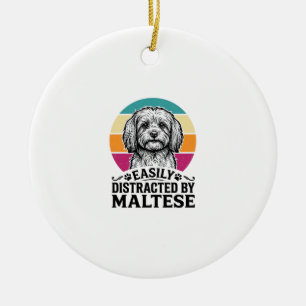 Gemakkelijk Afgeleid Door Maltezer Vintage Hond De Keramisch Ornament