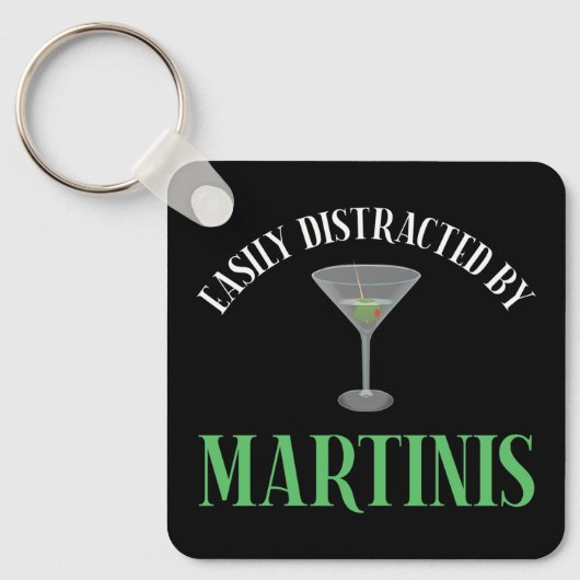 Gemakkelijk Afgeleid Door Martinis Sleutelhanger (Voorkant)