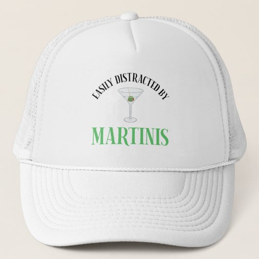 Gemakkelijk Afgeleid Door Martinis Trucker Pet (Voorkant)