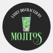 Gemakkelijk afgeleid door mojito's ronde sticker (Voorkant)