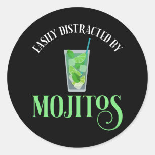 Gemakkelijk afgeleid door mojito's ronde sticker