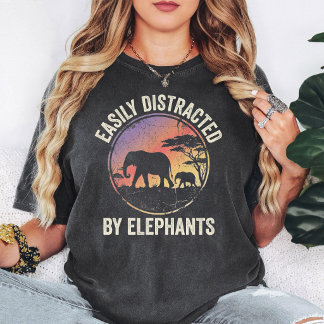 Gemakkelijk Afgeleid Door Olifanten Funny Retro Zo T-shirt