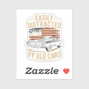 Gemakkelijk Afgeleid door Oude Auto's Klassieke Au Sticker