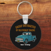 Gemakkelijk afgeleid door oude pick-up trucks Funn Sleutelhanger (Voorkant)